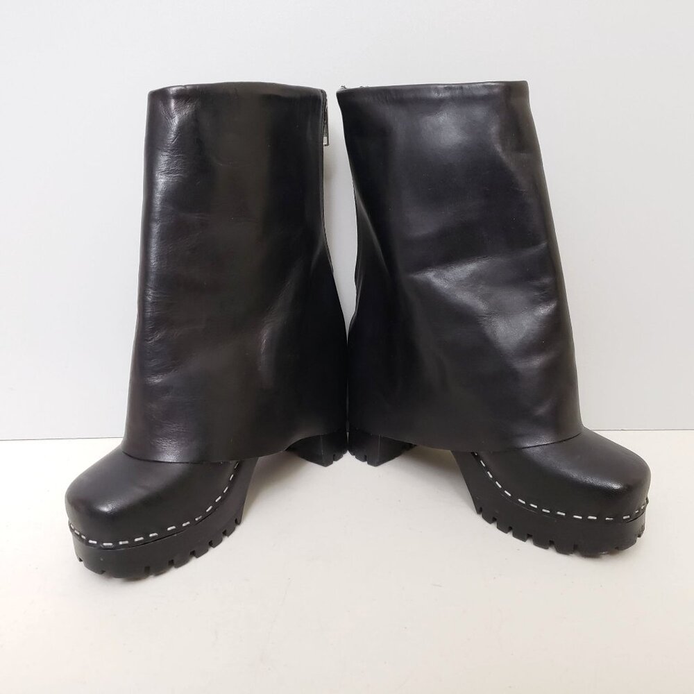 Swedish Hasbeens Bootcut Boots Black Leather Size 40 - Picture 4 of 5